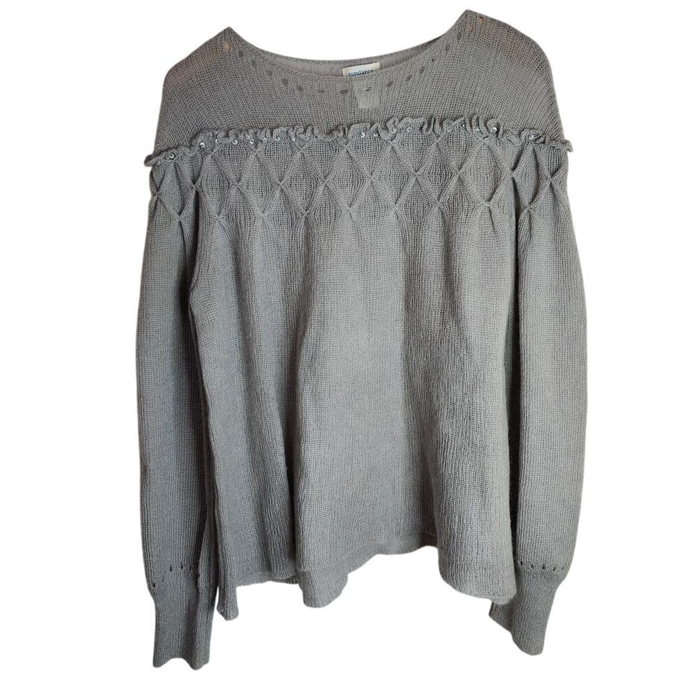 Sundance Sweater Women's Medium Mohair‎ Blend Knit Long Sleeve Pullover Grey